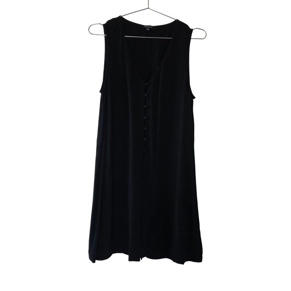 Madewell Black Sleeveless Button Front Tunic Blouse Viscose Women Size L